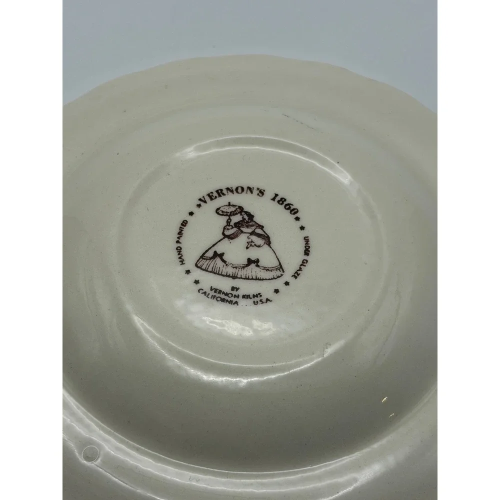 Vintage Vernon Kiln 1860 demitasse cup&saucer. Cabin Scene made 1940